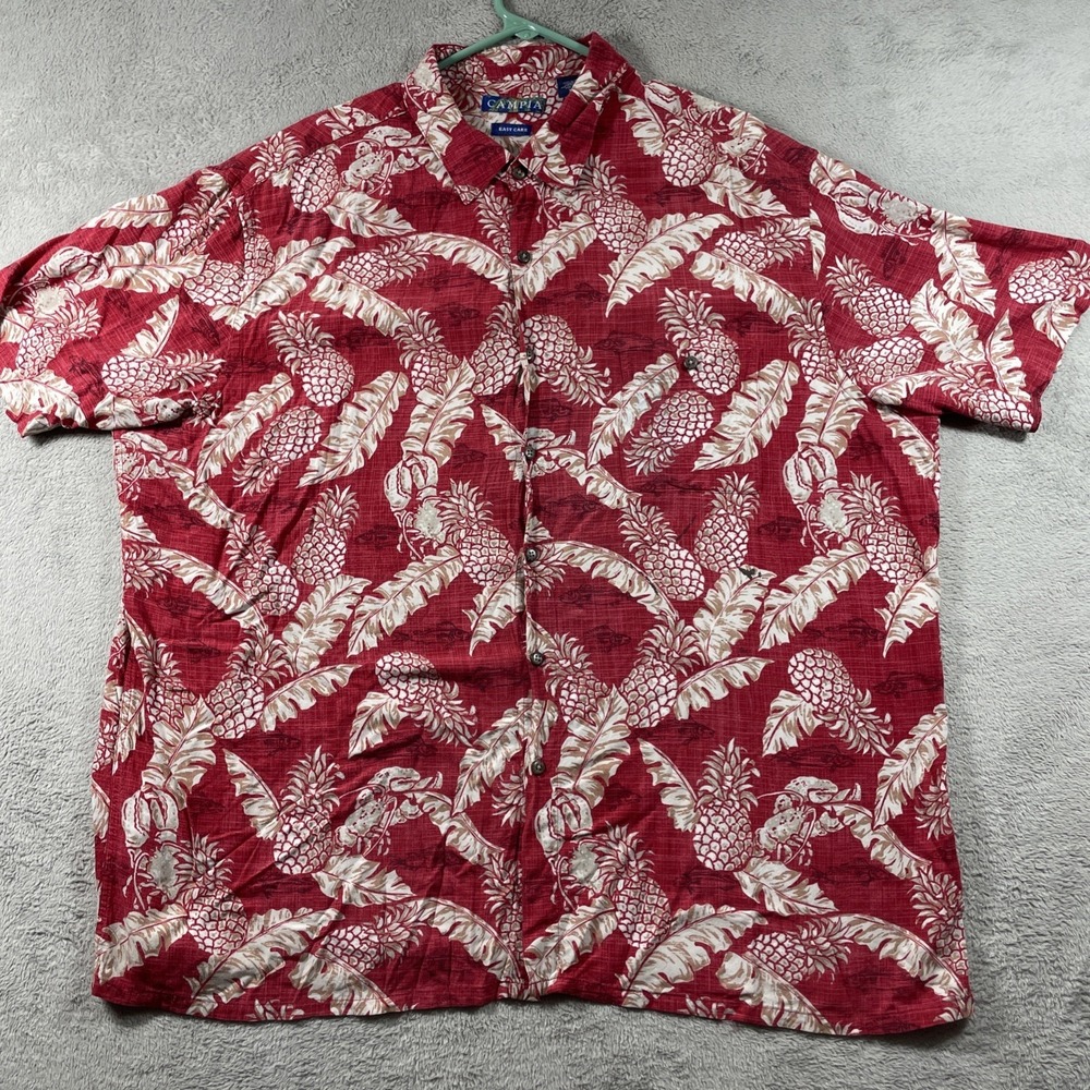 Campia Hawaiian Shirt Adult 2XL All Over Print Short Sleeve Button Up Tropical
